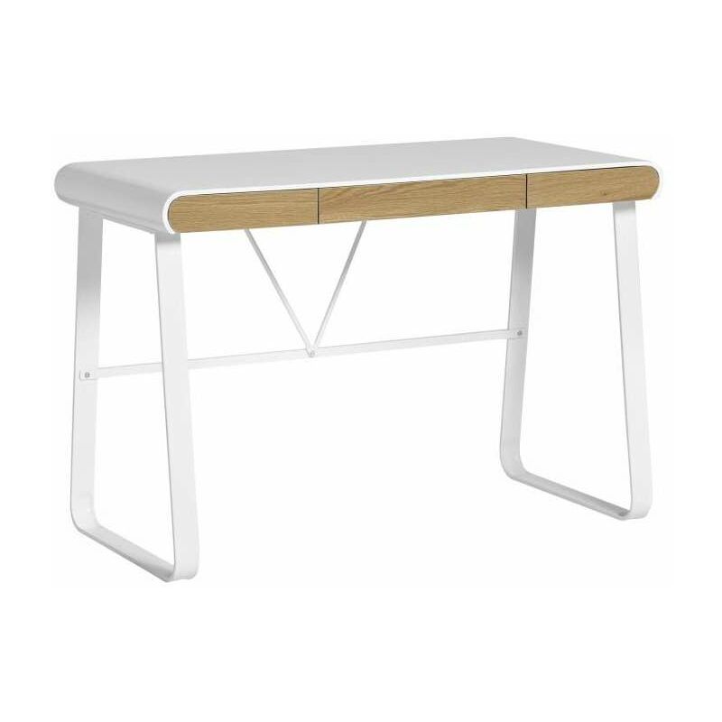 

Mkric - Mesa estudio Astrid 3 cajones acabado blanco/natural 76 cm(alto)110 cm(ancho)55 cm(fondo)