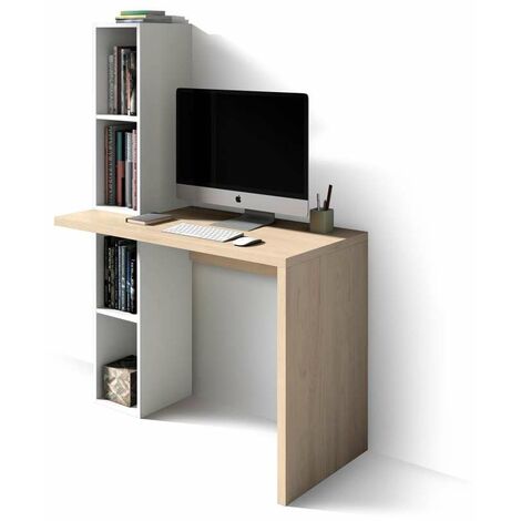 Mesa estudio Mod-Helsinki acabado roble/blanco, 52 x 106 x 149 cm (fondo x ancho x alto)