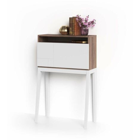 Mesa estudio para colgar Mod-630 acabado nogal/blanco, 39 x 75 x 117 cm (fondo x ancho x alto)