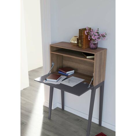 Mesa estudio para colgar Mod-630 acabado nogal/grafito, 39 x 75 x 117 cm (fondo x ancho x alto)