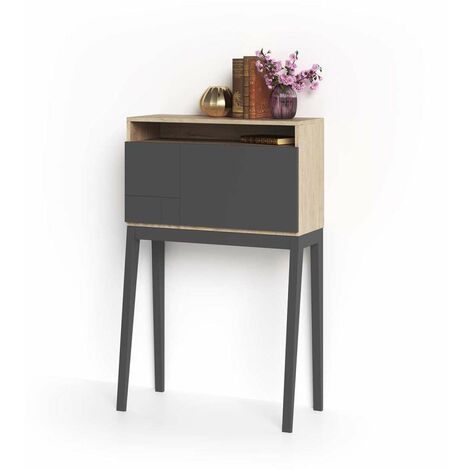Mesa estudio para colgar Mod-630 acabado roble/grafito, 39 x 75 x 117 cm (fondo x ancho x alto)