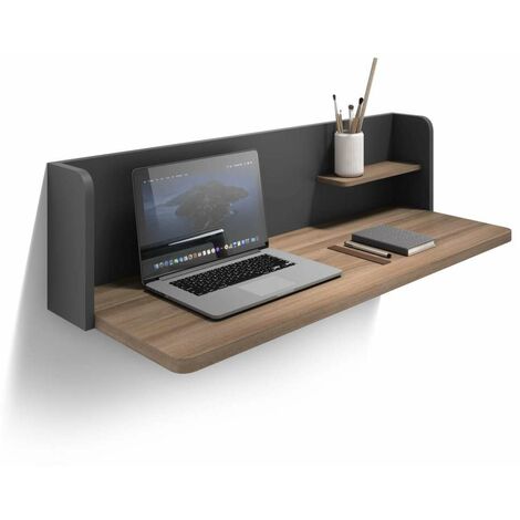 Mesa estudio para colgar Mod-Roman acabado nogal/grafito, 35 x 90 x 25 cm (fondo x ancho x alto)