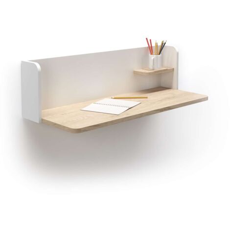 Mesa estudio para colgar Mod-Roman acabado roble/blanco, 35 x 90 x 25 cm (fondo x ancho x alto)