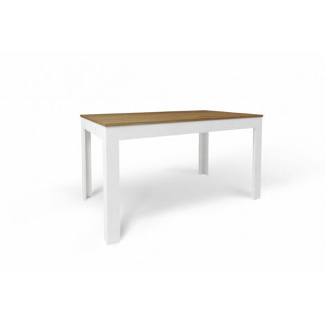Mesa extensible 140+60L x 80P x h75 – Acabado en madera nogal Stelvio y blanco mate – Sarmog