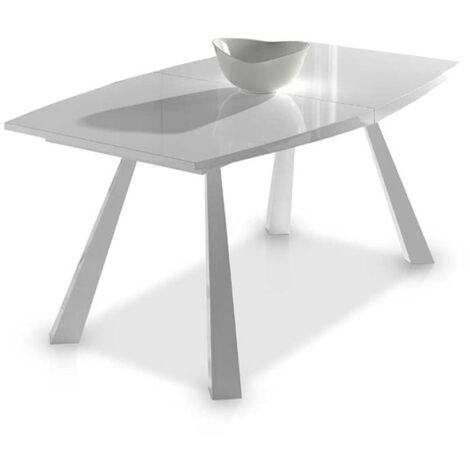 Mesa extensible acabado en blanco brillo Astrid, 180/230 x 95 x 76,5 cm (largo x ancho x alto)