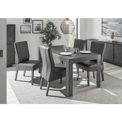 Mesa extensible CARRARA mármol gris antracita 137/185 x 79 x 90 cm
