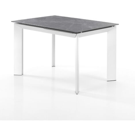 Mesa extensible de cerámica acabado mármol gris cm. Al76xP80xL120