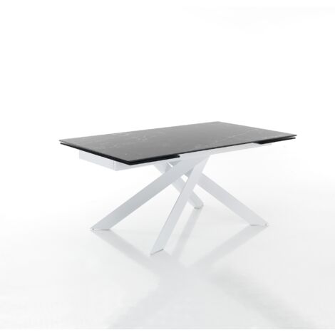 Mesa extensible de cerámica de mármol negro cm.H.75xP.90xL.160/200/240