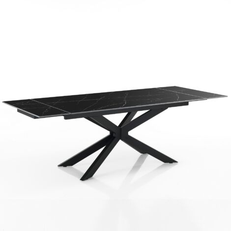 Mesa extensible de cerámica negra cm. Al.74,5 x P.90 x L.160/220