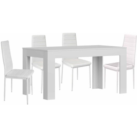 Mesa Extensible de Comedor o Cocina + 4 Sillas en Polipiel/metal