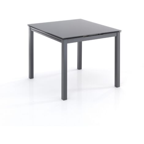 Mesa extensible de cristal templado gris cm. Al.75 x L.90 x P.90