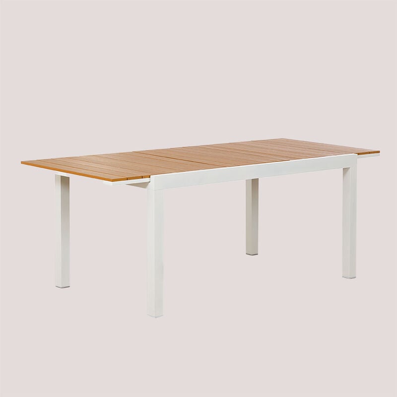 

Mesa Extensible de Jardín en Aluminio (150-197x90 cm) Saura SKLUM - Blanco - Madera Natural