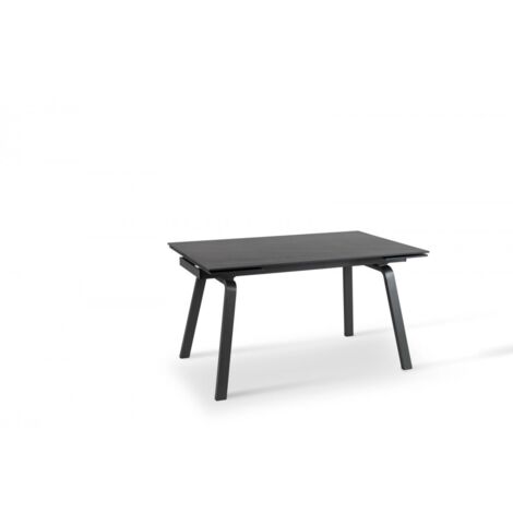 Mesa Extensible - Dylan - 80cm X 140/200cm H. 76cm - Mármol Efecto Piedra y Metal - Gris y Antracita