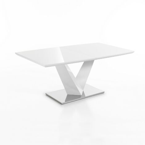 Mesa extensible efecto madera blanca cm. Al.75 x P.90 x L.160