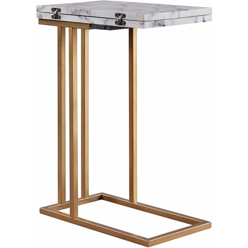

Versanora - Mesa extensible en forma de C con encimera de mármol sintético, acabado de latón VNF-00037EX