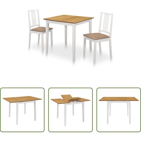 Mesa extensible -  Juego de muebles de comedor 3 piezas MDF blanco