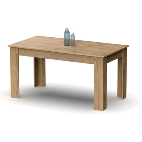 Mesa extensible Kia para salón, cocina acabado roble gold, 77cm(alto) 140/195cm(ancho) 80cm(largo)