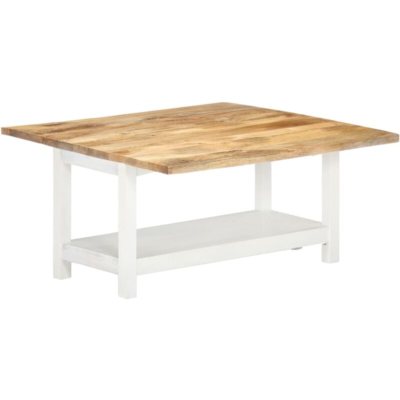 

vidaXL Mesa extensible madera de mango maciza blanca 90x(45-90)x45 cm - Blanco
