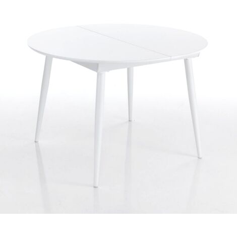 Mesa extensible redonda efecto madera blanca cm. Al.76 xP.110xL.120