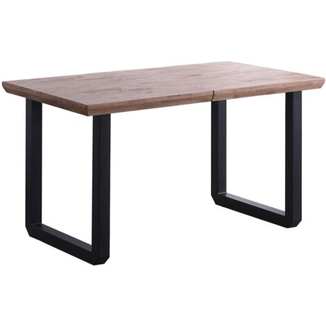 Mesa extensible Roma Roble Honey/negro 77 cm(alto)140-180-220 cm(ancho)80 cm(largo)