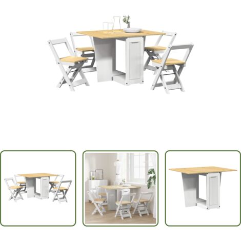 Mesa extensible -  Set comedor plegable mariposa 5 pzas Corona madera pino blanco