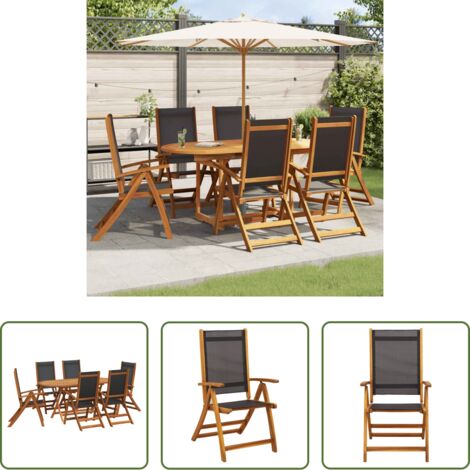 Mesa extensible -  Set de comedor de jardín 7 piezas madera maciza de acacia