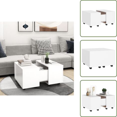 Mesa extensible - vidaXL Mesa de centro madera contrachapada blanco 60x60x38 cm - Mesa de centro blanca