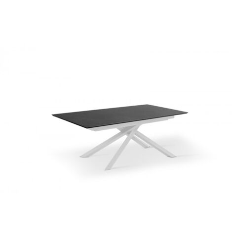 Mesa Extensible - Xavier - HPL Negro/Aluminio Blanco - 90cm x 170/270cm x 76cm