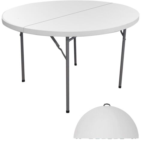 Mesa exterior plegable blanca de PVC - Diámetro 122 cm