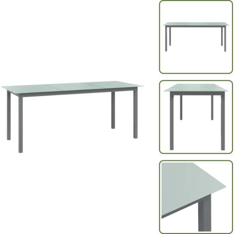 Mesa exterior - vidaXL Mesa de jardín de aluminio y vidrio gris claro 190x90x74 cm - Mesa de jardín gris claro