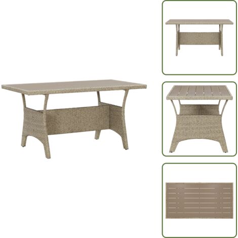 Mesa exterior - vidaXL Mesa de jardín de ratán sintético gris 120x70x66 cm - Mesa de jardín gris