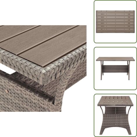 Mesa exterior - vidaXL Mesa de jardín ratán sintético gris 120x70x66 cm - Mesa de jardín gris