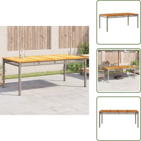 Mesa exterior - vidaXL Mesa de jardín ratán sintético madera acacia gris 180x90x75 cm - Muebles de jardín