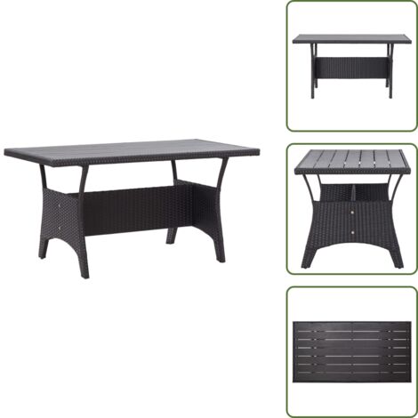 Mesa exterior - vidaXL Mesa de jardín ratán sintético negro 120x70x66 cm - Mesa de jardín negra