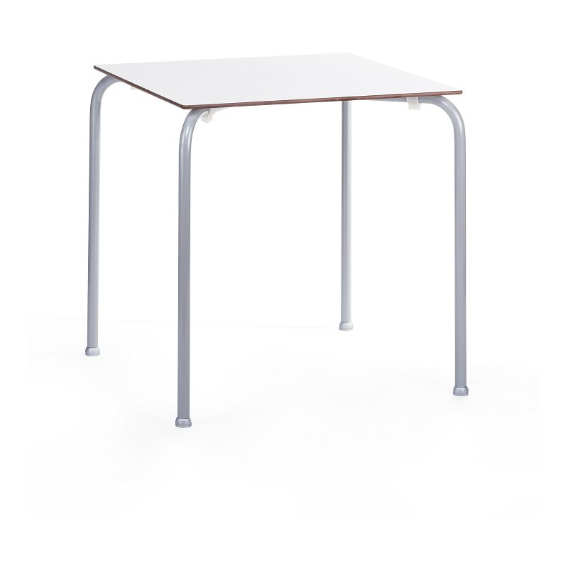 

BHD - Mesa FERAY, apilable, epoxi plata, tablero fenólico blanco, 69 x 69 cms.
