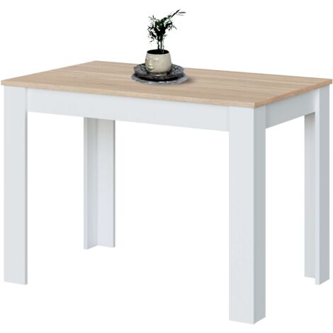 Mesa Fija Candela de Cocina Estilo Auxiliar en Color Roble Canadian y Blanco Artik en Melamina 108,5x78x67 cm