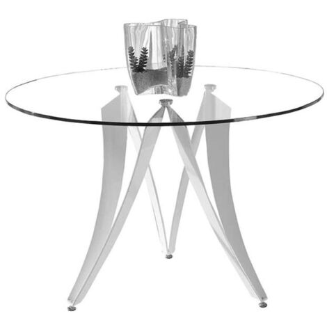 Mesa fija circular de vidrio templado Aroa, 120 x 77 cm (diámetro x alto)