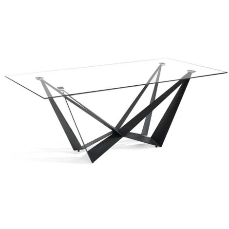 Mesa fija rectangular de vidrio templado Angela, 200 x 100 x 76 cm (ancho x ancho x alto)