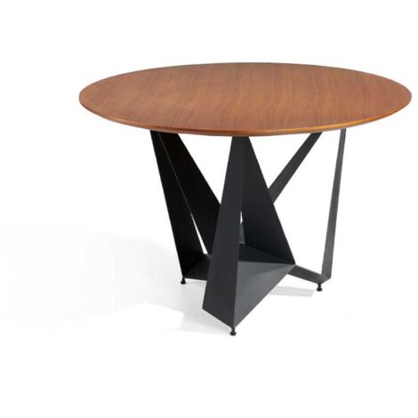 Mesa fija redonda acabada en nogal Gala, 120 x 76 (diámetro x alto)
