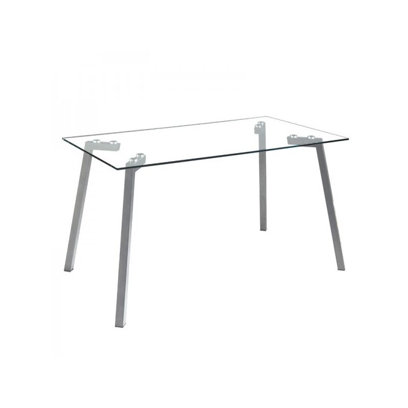 

Velocimuebles - Mesa Fija Vidrio Cristal Transparente Rectangular Comedor Salon Patas Gris 140x80x75