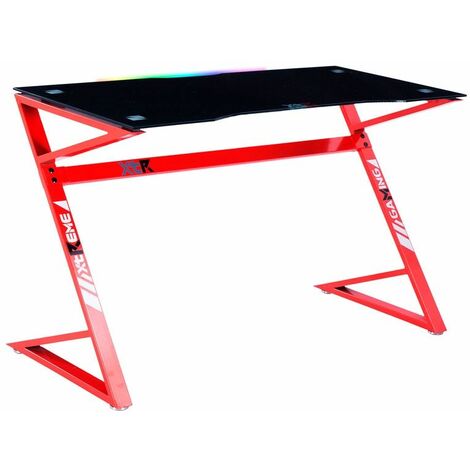 Mesa Gamer XT03 LED RGB Carbono - Rojo 120cm (ancho) x 75cm (alto) - Carbono - Rojo