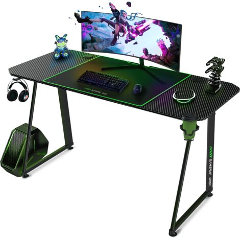 Homcom Mesa Gaming con Soporte de Monitor Portavasos y Gancho para  Auriculares