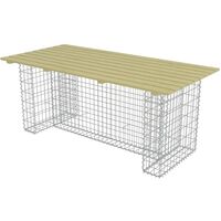 Mesa gaviones acero galvanizado y madera pino FSC 180x90x74 cm