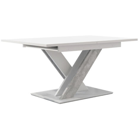 Mesa Goodyear 103, Blanco + Hormigón, 76x80x140cm, Alargamiento, Aglomerado laminado
