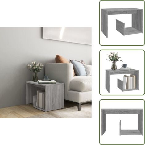 Mesa gris Sonoma - vidaXL Mesa auxiliar madera contrachapada gris Sonoma 59x36x38 cm - Almacenamiento