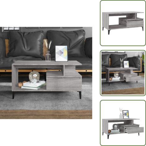 Mesa gris - vidaXL Mesa de centro madera contrachapada gris Sonoma 90x49x45 cm - Mesa industrial