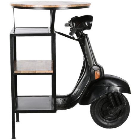 Mesa Hierro Mango 116X72X110 Moto Desgastado Negro