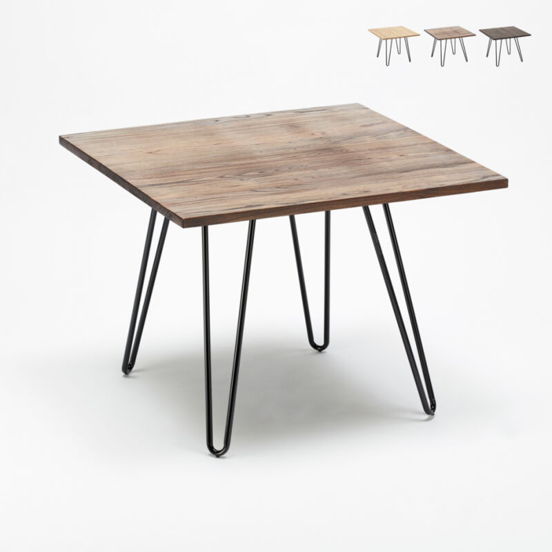 

Mesa industrial de metal acero y madera 80x80 bar y casa Hammer | Color: Marrón