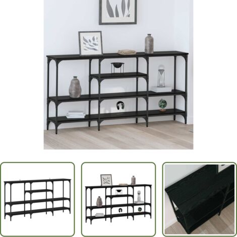 Mesa industrial -  Mesa Consola Roble negro 160 x 29 x 80 cm Madera contrachapada
