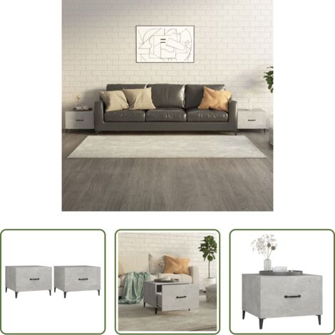 Mesa industrial -  Mesa de centro patas de metal 2 uds gris hormigón 50x50x40 cm